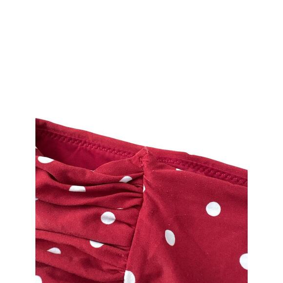 NipTuck Polka Dot Bikini Red Ruched Sz 12 Retro Swim Set (See Flaws) - Picture 6 of 6